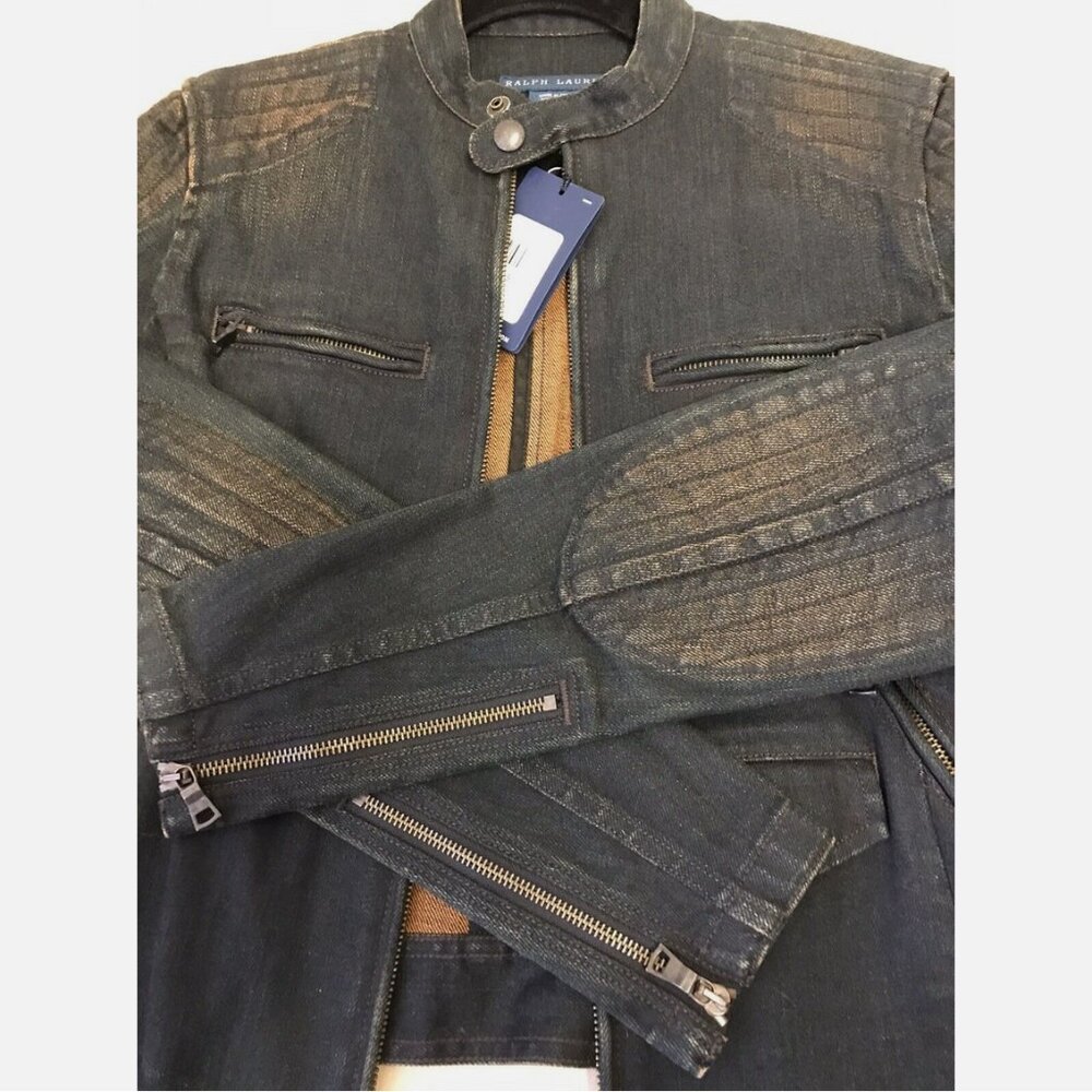 Ralph Lauren Denim Antiqued Motorcycle Jean Jacket - Picture 6 of 7